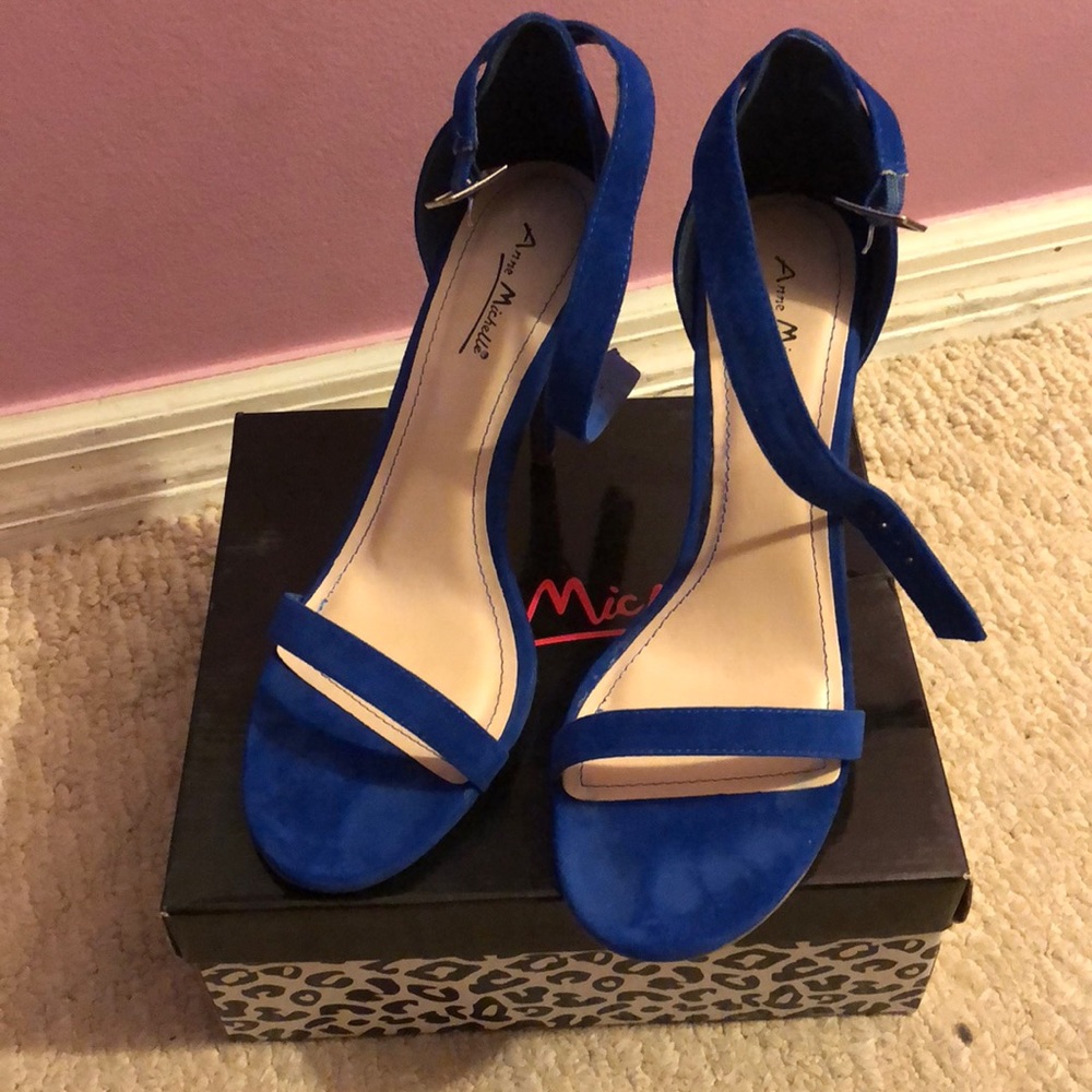 Anne Michelle Blue Suede Strap Heels